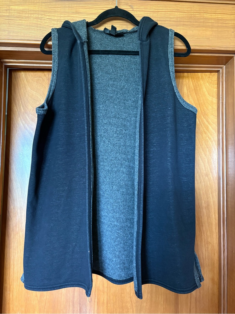 Almost Famous Black Hooded Vest with Gray Lining